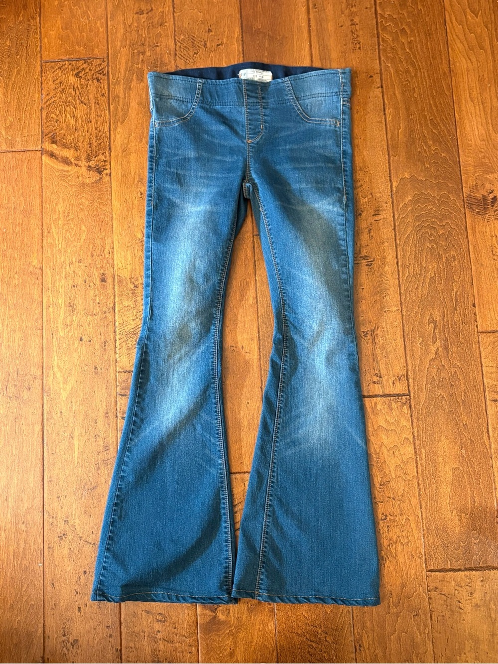 Free People Blue Pull On Flare Jeans Knit Denim W 26